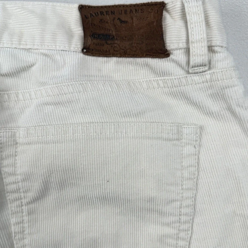 Lauren Ralph Lauren Cream Corduroy Straight Leg‎ Pants Womens 6 Off White Cotton